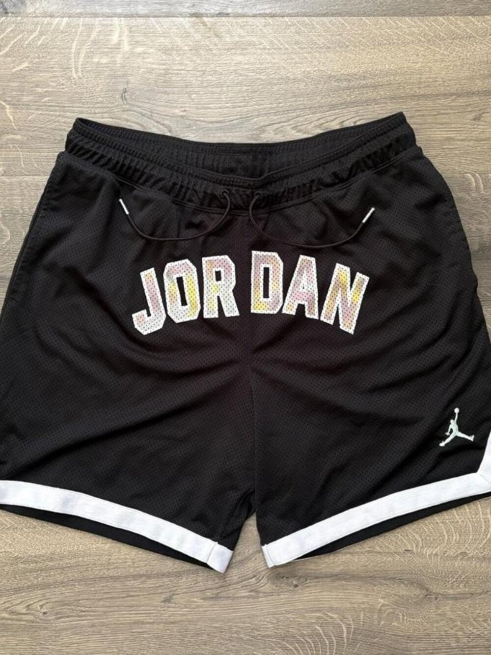 Jordan Black Shorts with JORDAN Graphic & White Trim (L)